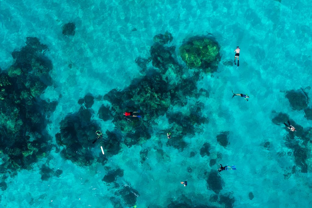 Aerial view of Ningaloo Reef, near the Tantabiddi Boat Ramp. Photo credit: Tourism Western Australia